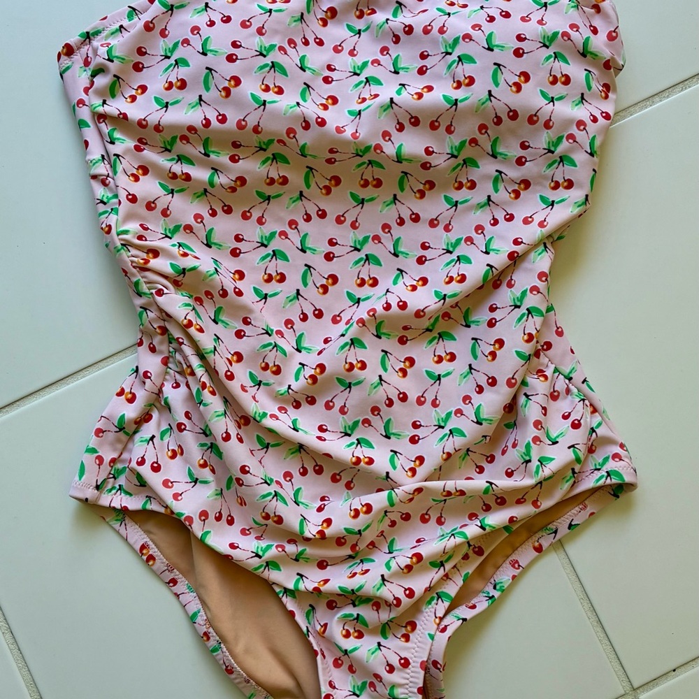 J. Crew Cherry Print Swimsuit in Pink